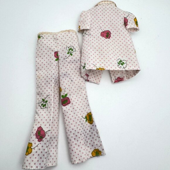 Vtg 1972 Barbie Sweet Dreams Pajamas #3350 2-Piece Set Polka Dot & Floral Design - Picture 9 of 10